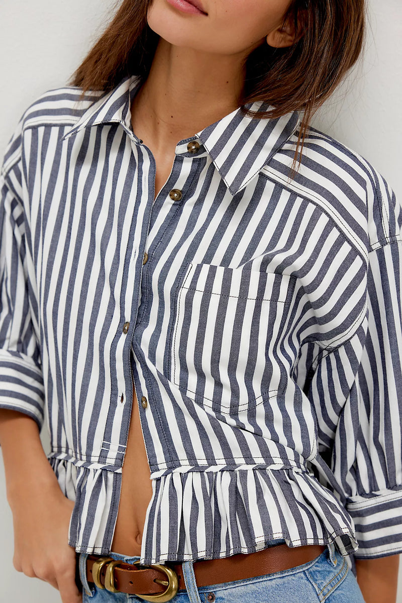 free people: bailey stripe shirt-nautical navy