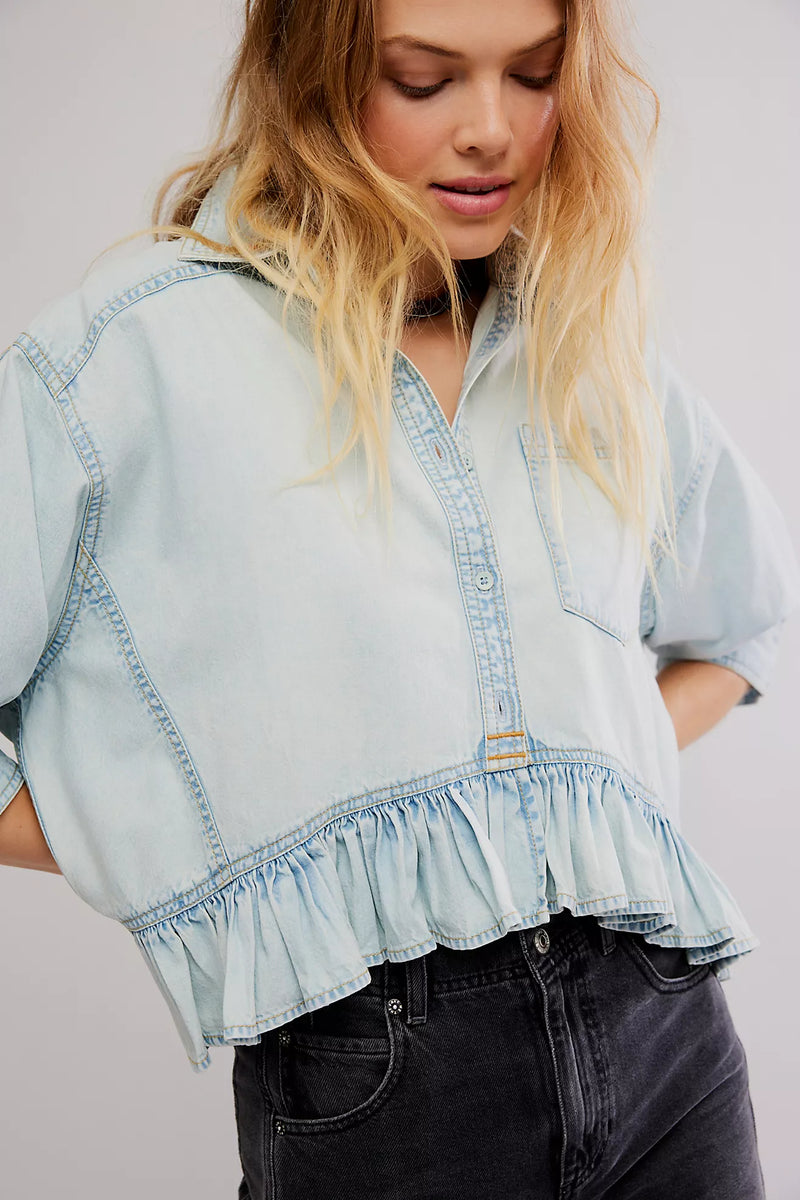 Free people: bailey denim shirt-light tint wash