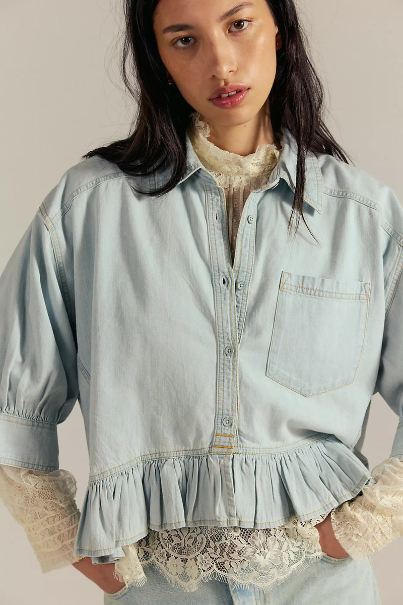 Free people: bailey denim shirt-light tint wash