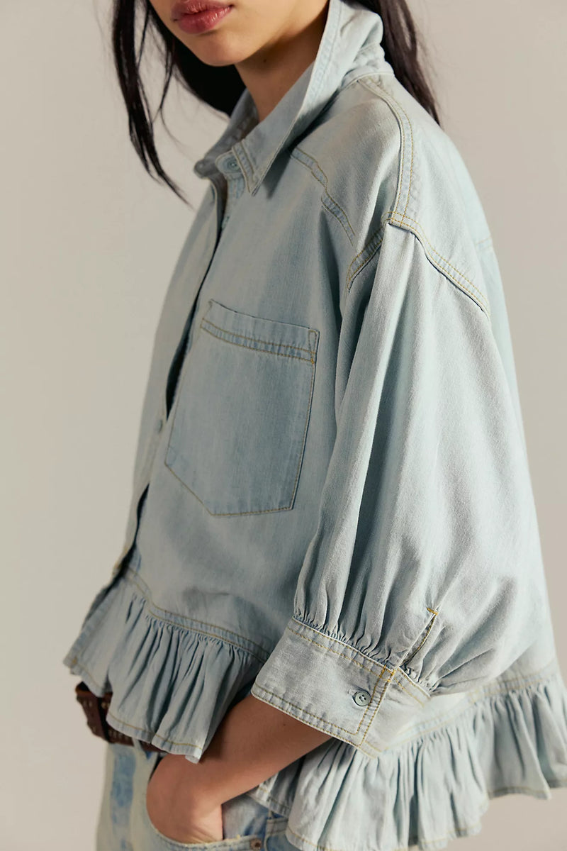 Free people: bailey denim shirt-light tint wash