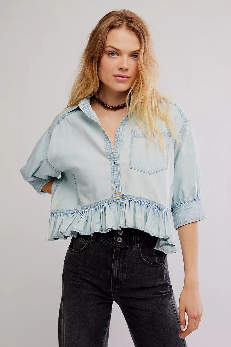 Free people: bailey denim shirt-light tint wash