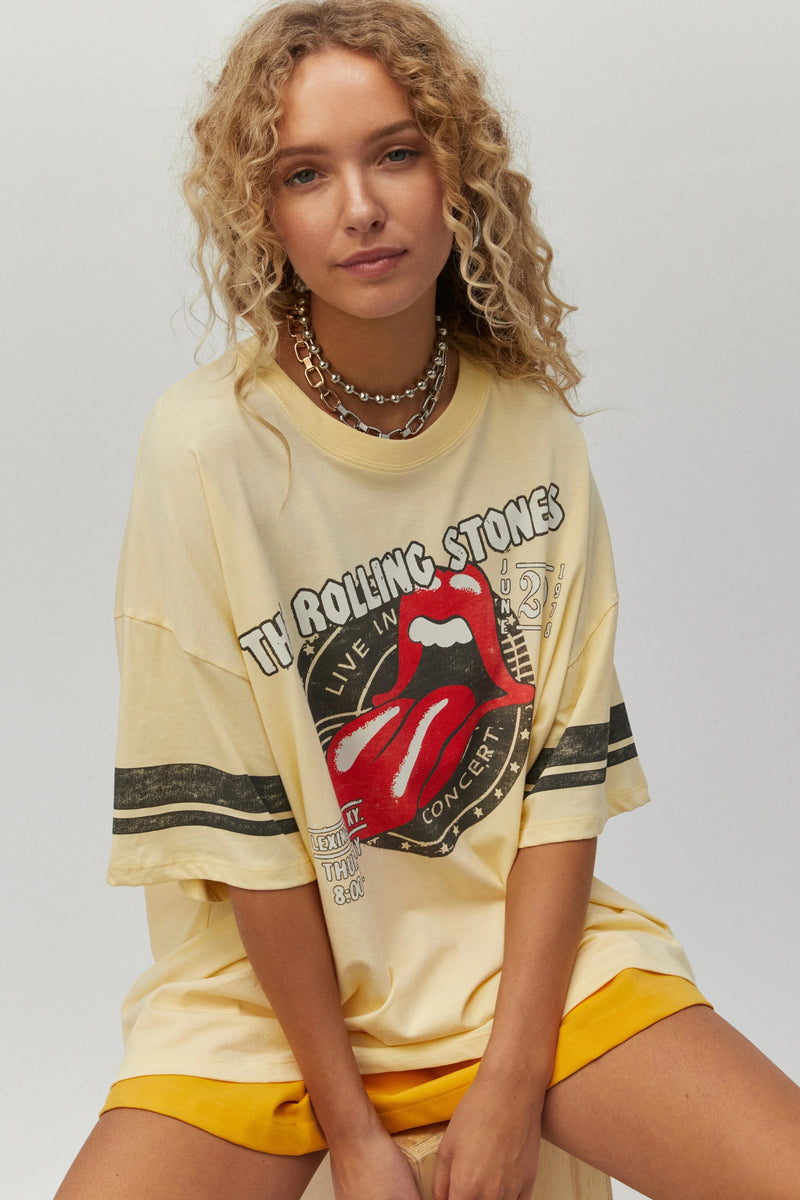 daydreamer: rolling stones concert stamp one size tee-yellow fizz