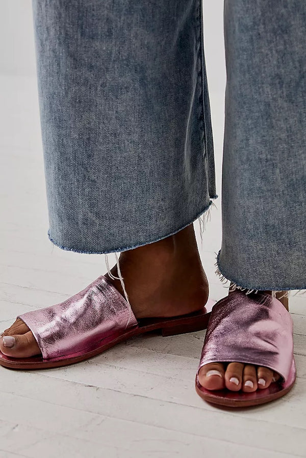 free people: vincente slide sandal-pink metallic