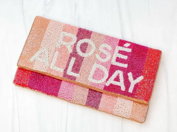 ROSE`ALL DAY BEADED CLUTCH