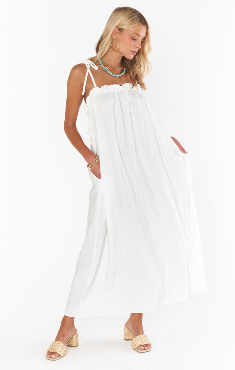show me your mumu: angel maxi dress-white linen