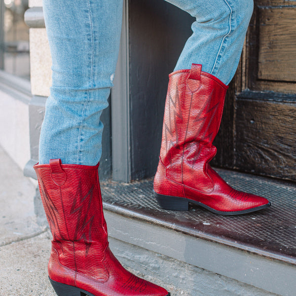 A4194 CORRAL RED FULL PYTHON SNIP TOE TALL EXOTIC WESTERN, 56% OFF