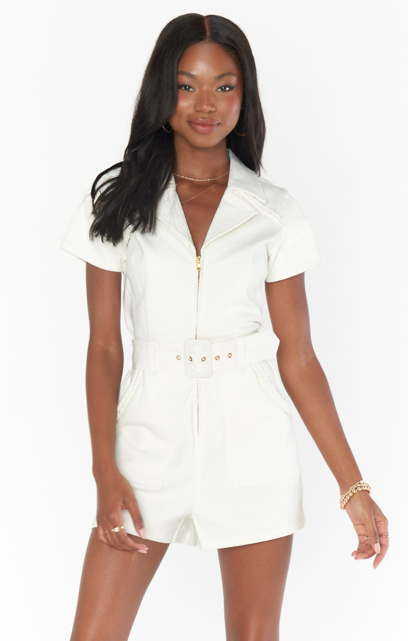 show me your mumu: outlaw romper-pearly white